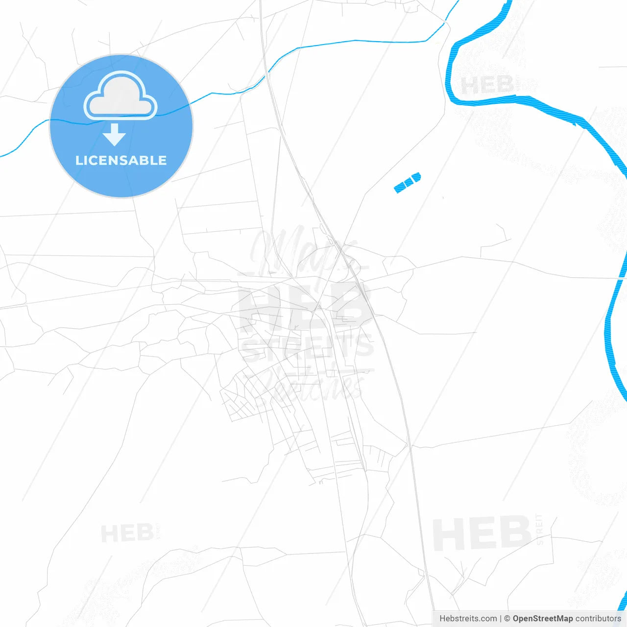Velika Plana, Serbia PDF vector map with water in focus