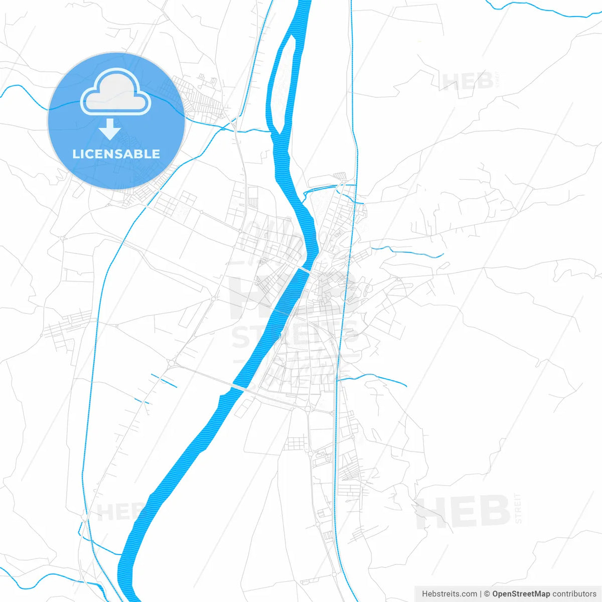 Tortosa, Spain PDF vector map with water in focus