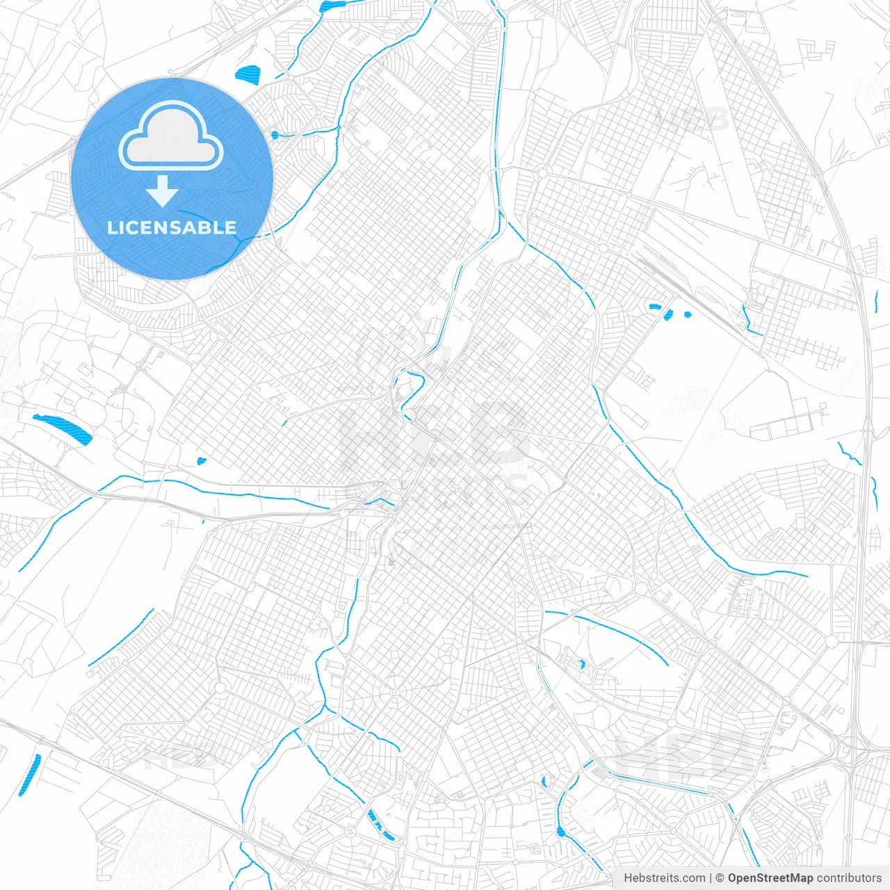 Ribeirao Preto, Brazil PDF vector map with water in focus