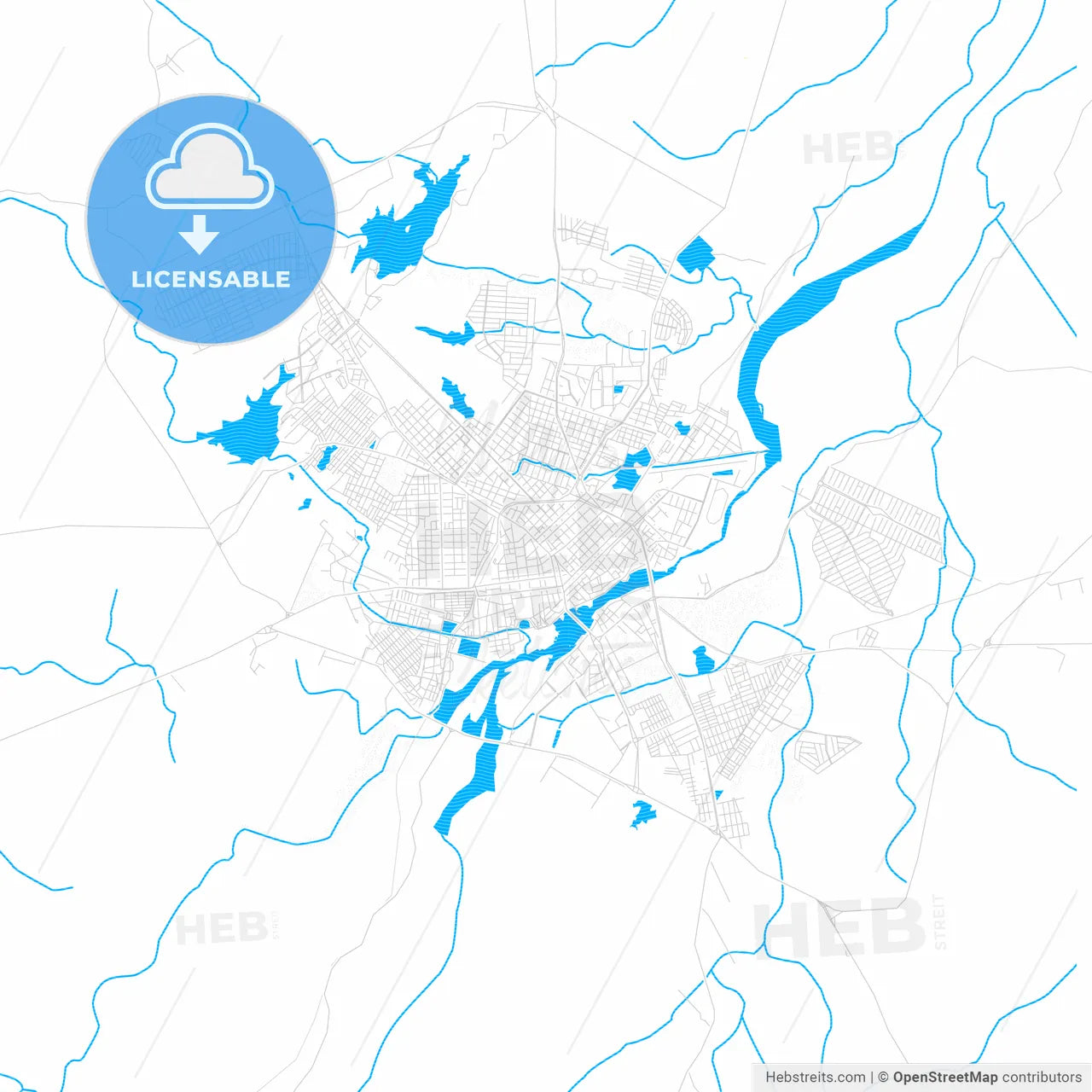 Sobral, Brazil PDF vector map with water in focus