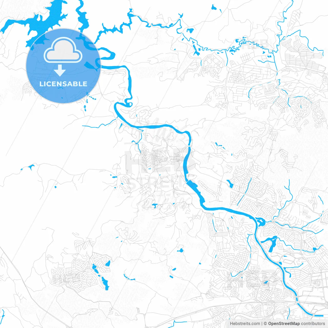 Santana de Parnaiba, Brazil PDF vector map with water in focus
