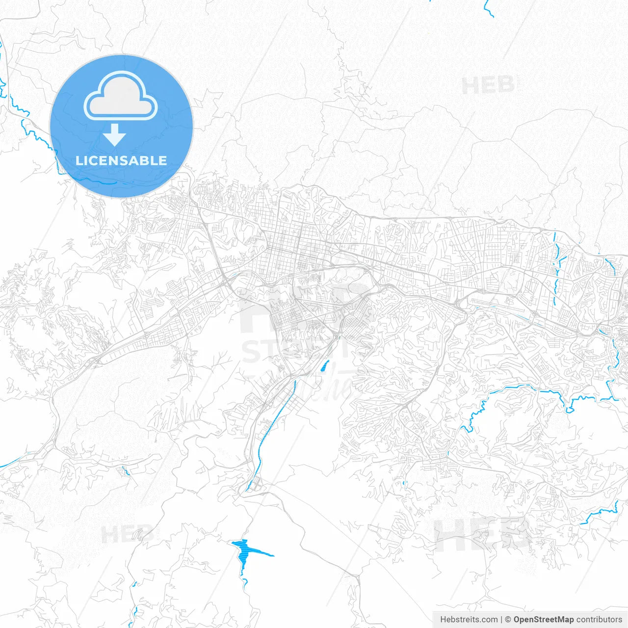 Caracas, Venezuela PDF vector map with water in focus