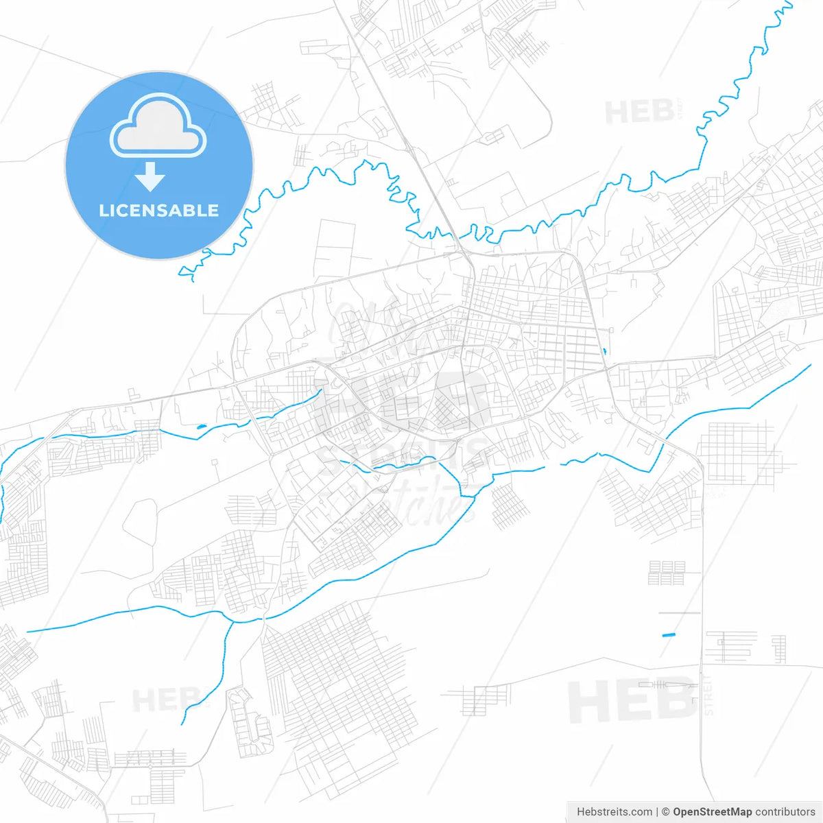 Maturin, Venezuela PDF vector map with water in focus