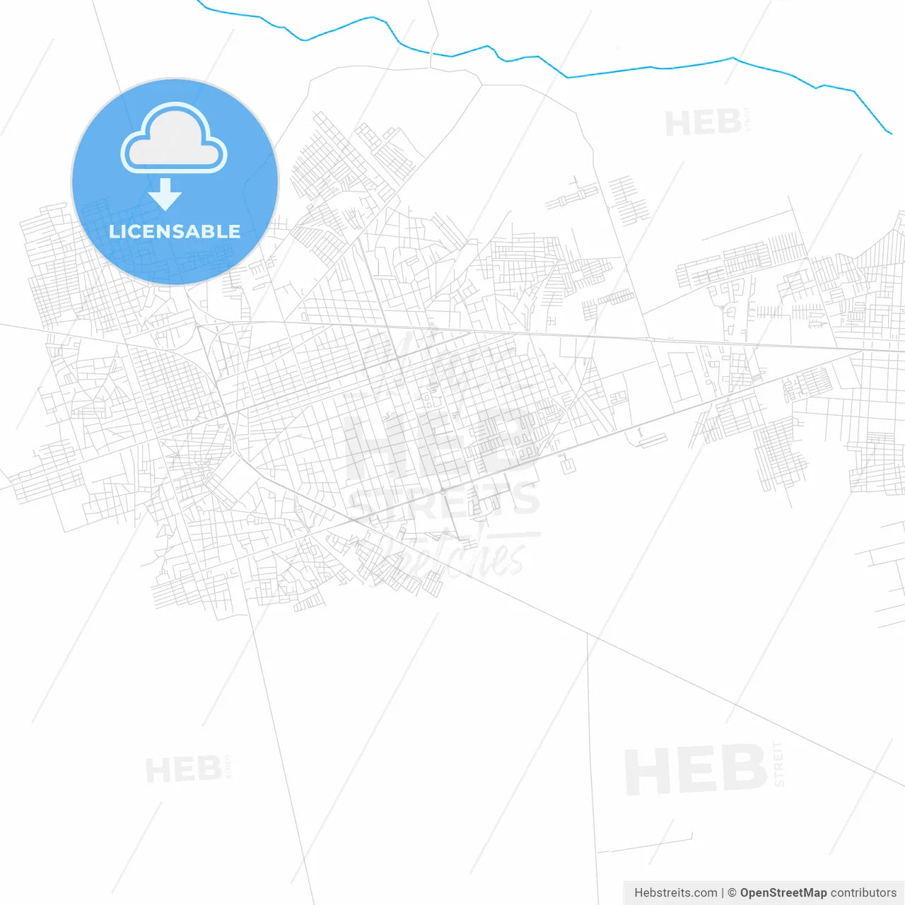 El Tigre, Venezuela PDF vector map with water in focus