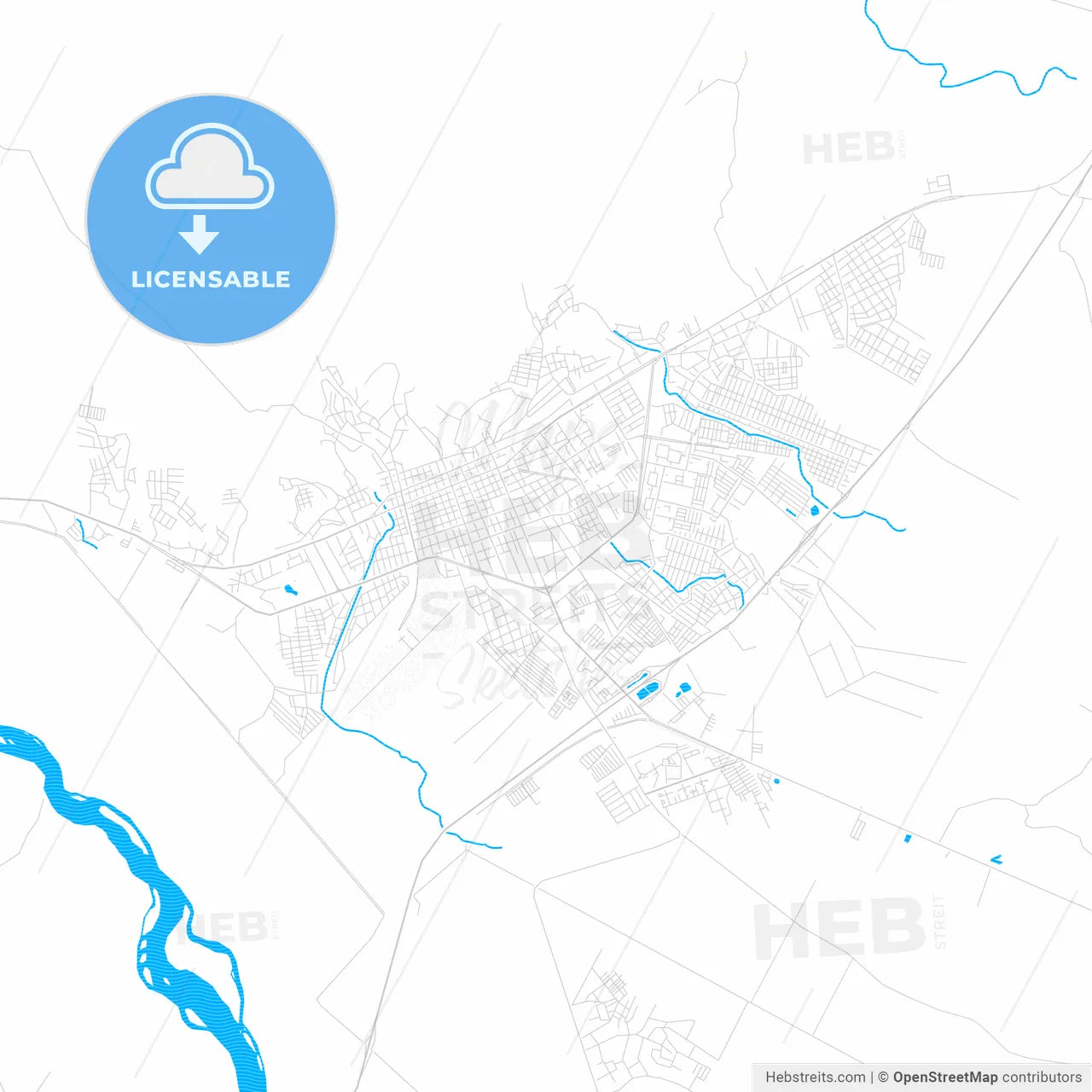 Guanare, Venezuela PDF vector map with water in focus