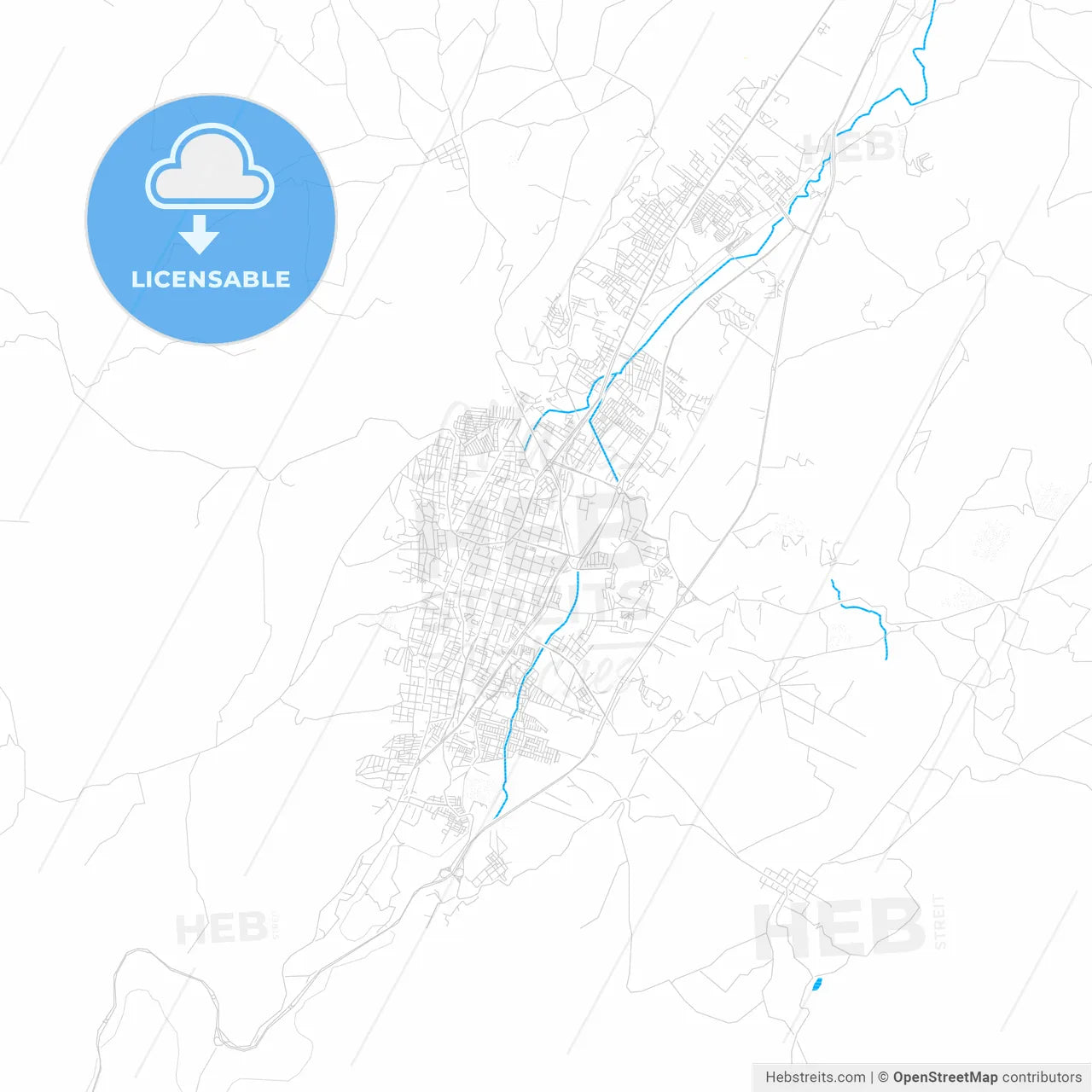 Tunja, Colombia PDF vector map with water in focus