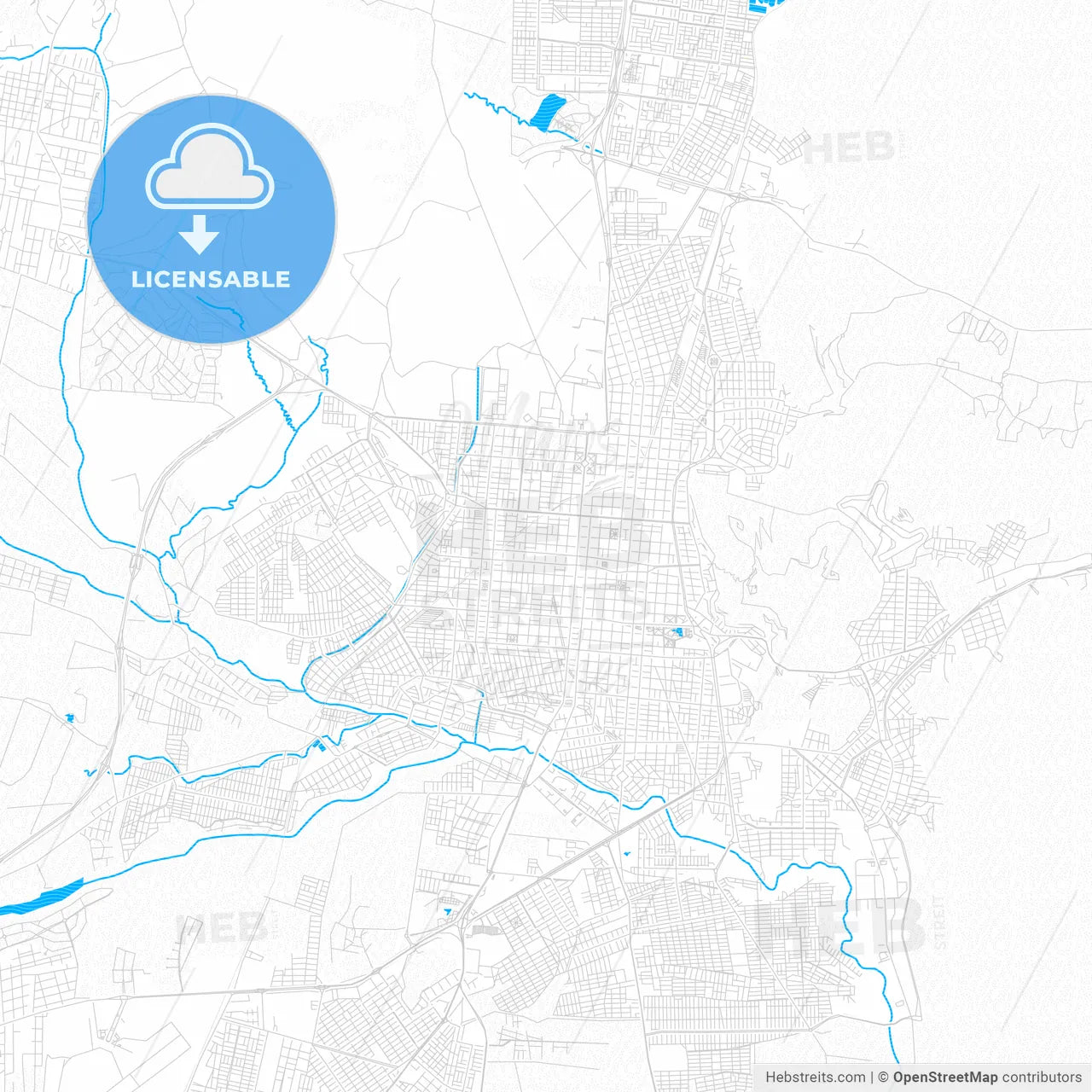 Salta, Argentina PDF vector map with water in focus