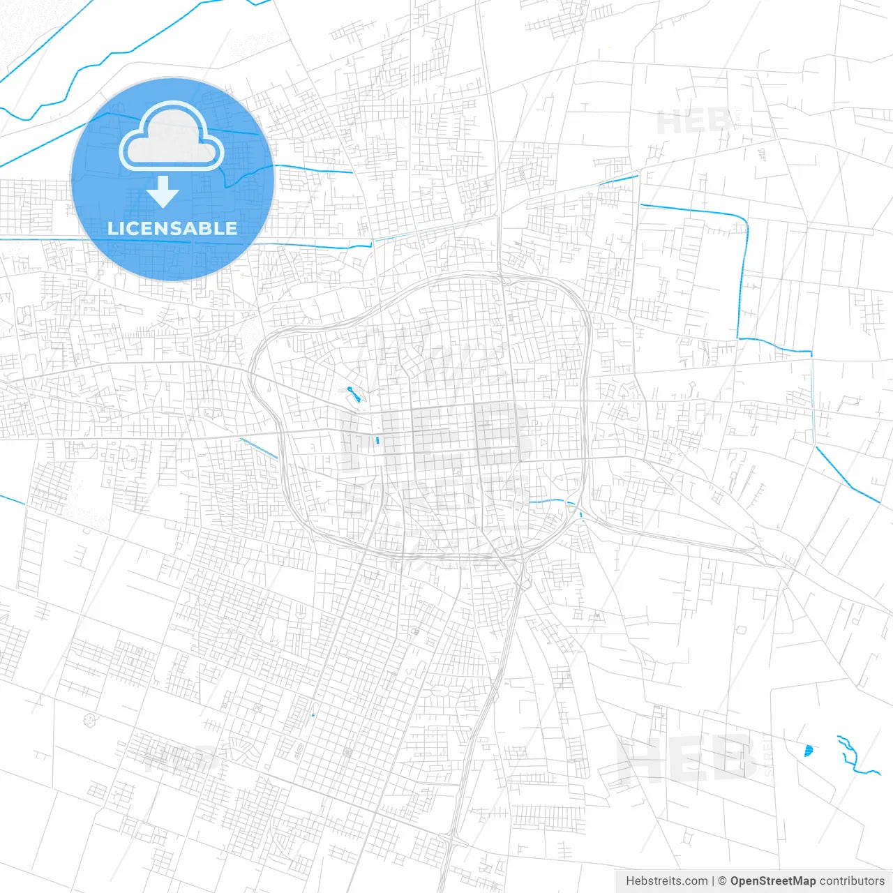 San Juan, Argentina PDF vector map with water in focus