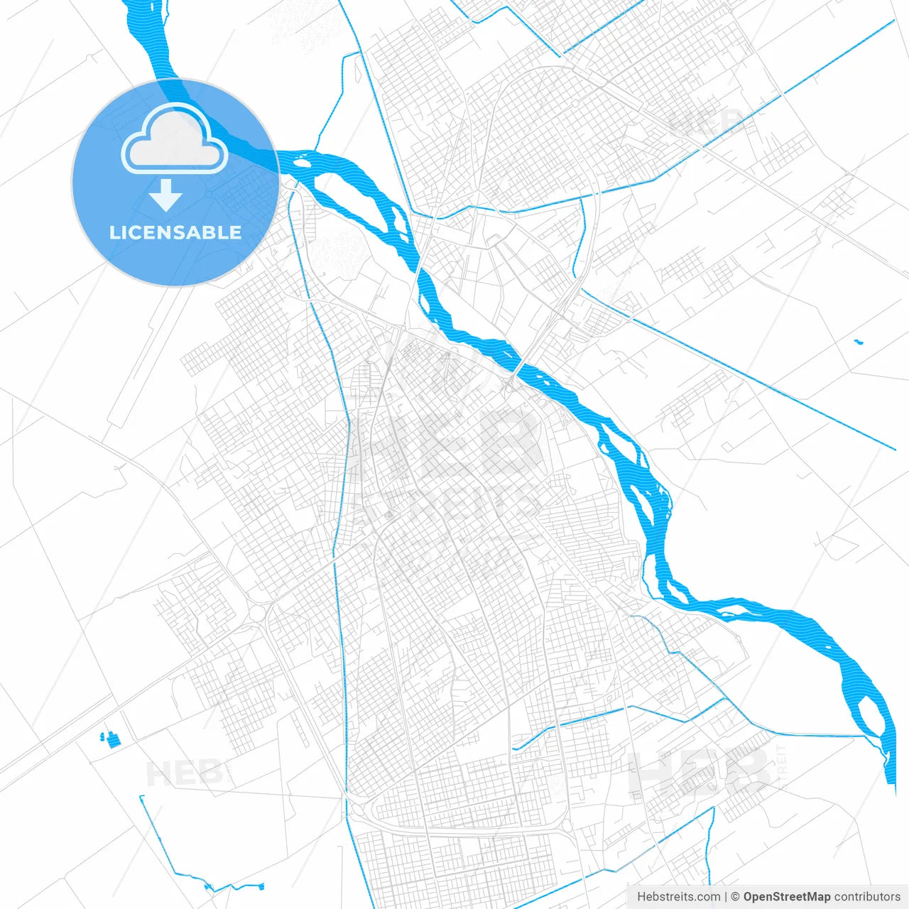 Santiago del Estero, Argentina PDF vector map with water in focus