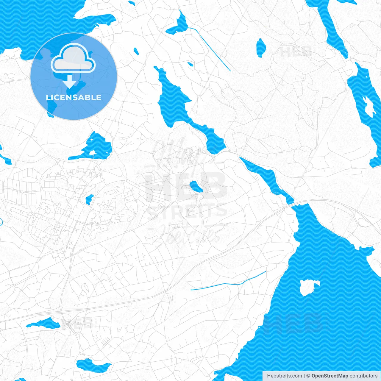 Boo, Sweden PDF vector map with water in focus