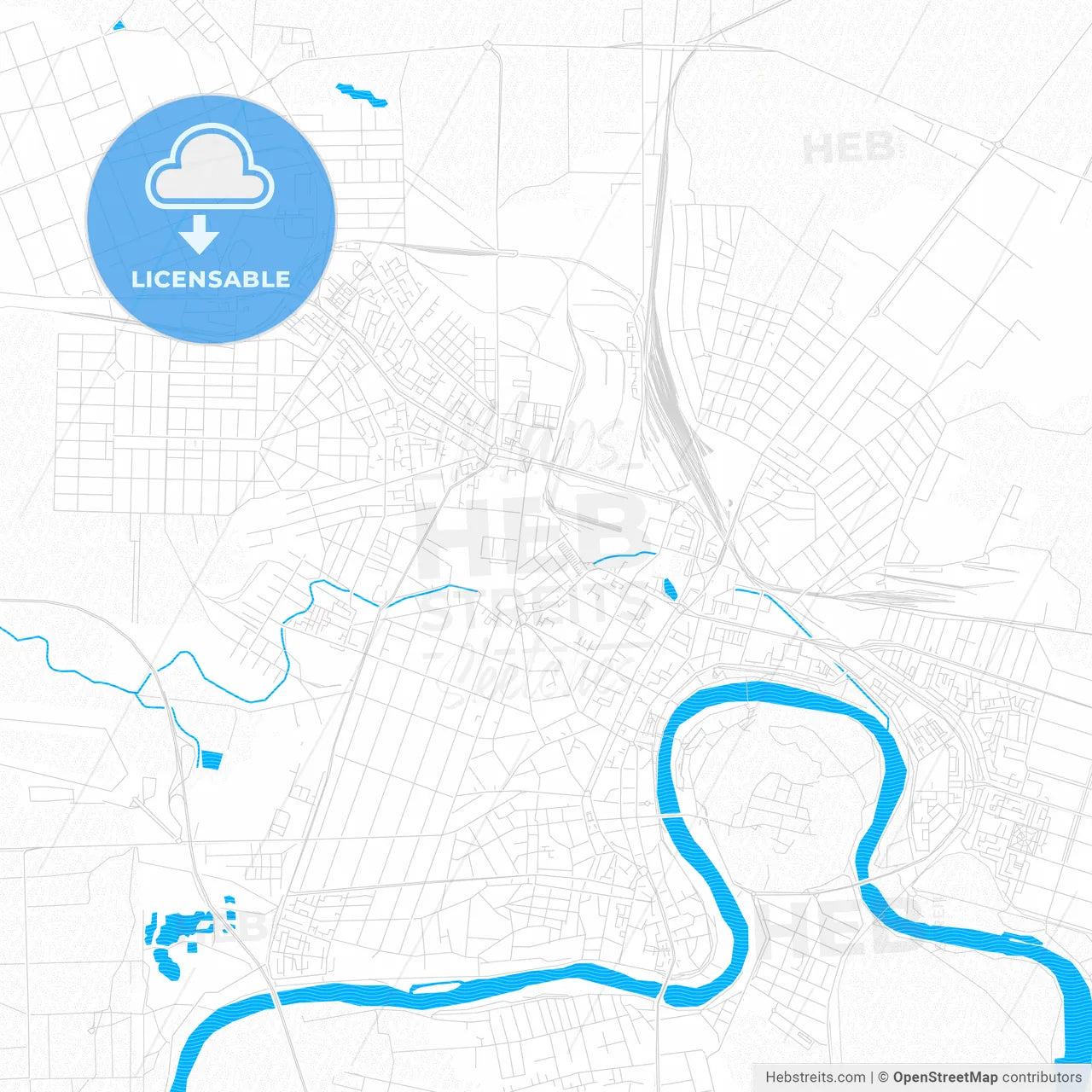 Arad, Romania PDF vector map with water in focus