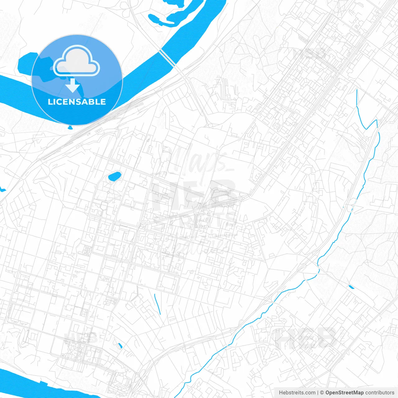 Ufa, Russia PDF vector map with water in focus