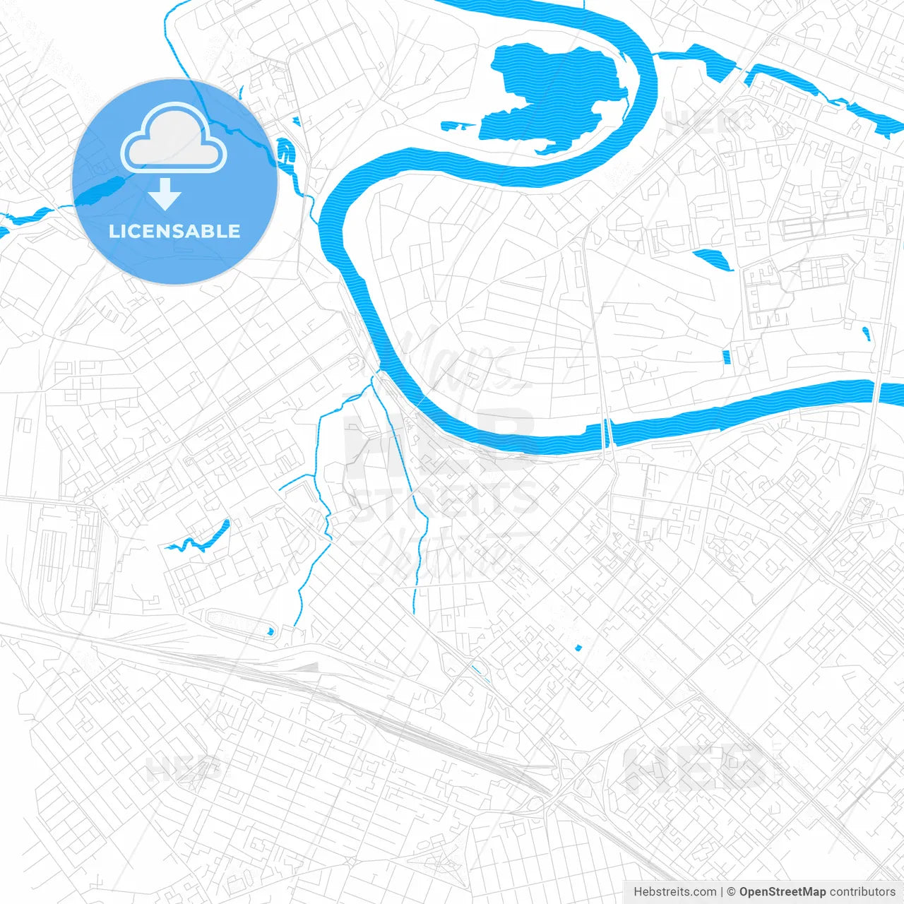 Tyumen, Russia PDF vector map with water in focus