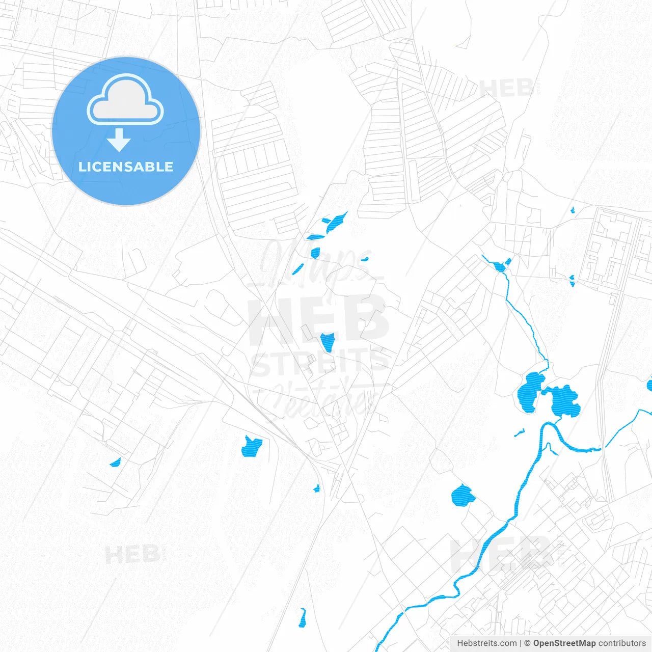 Solikamsk, Russia PDF vector map with water in focus