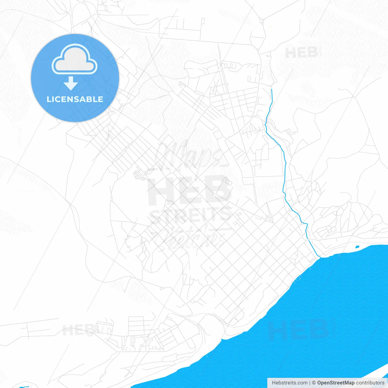 Volsk, Russia PDF vector map with water in focus