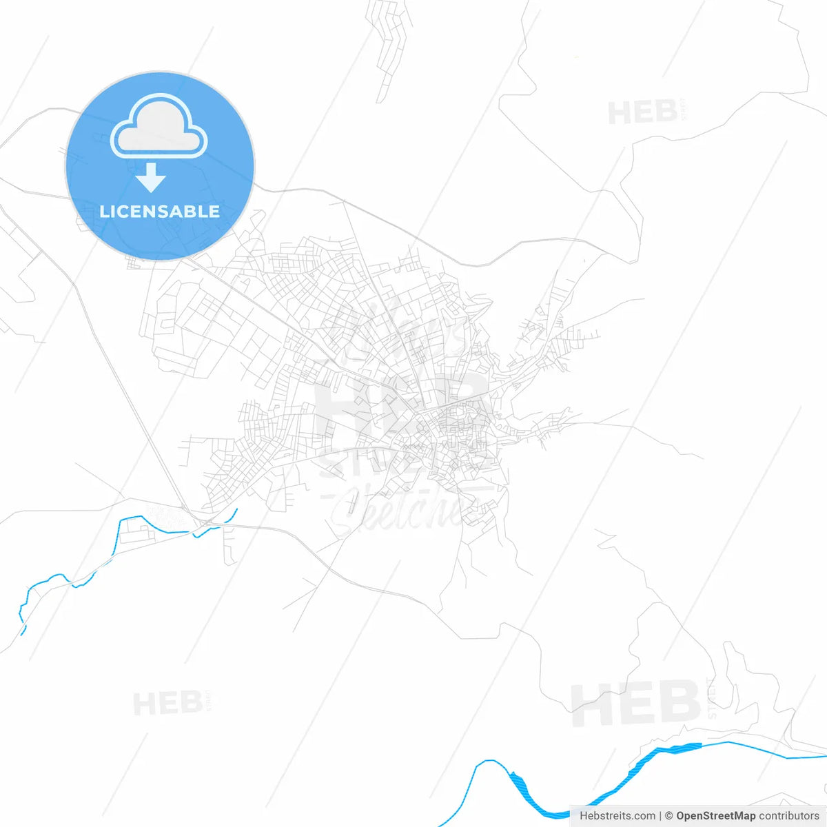 Siirt, Turkey PDF vector map with water in focus