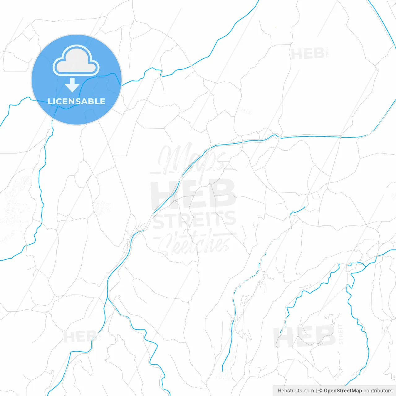 Terme, Turkey PDF vector map with water in focus