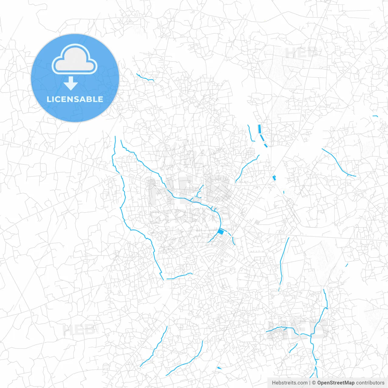 Lira, Uganda PDF vector map with water in focus