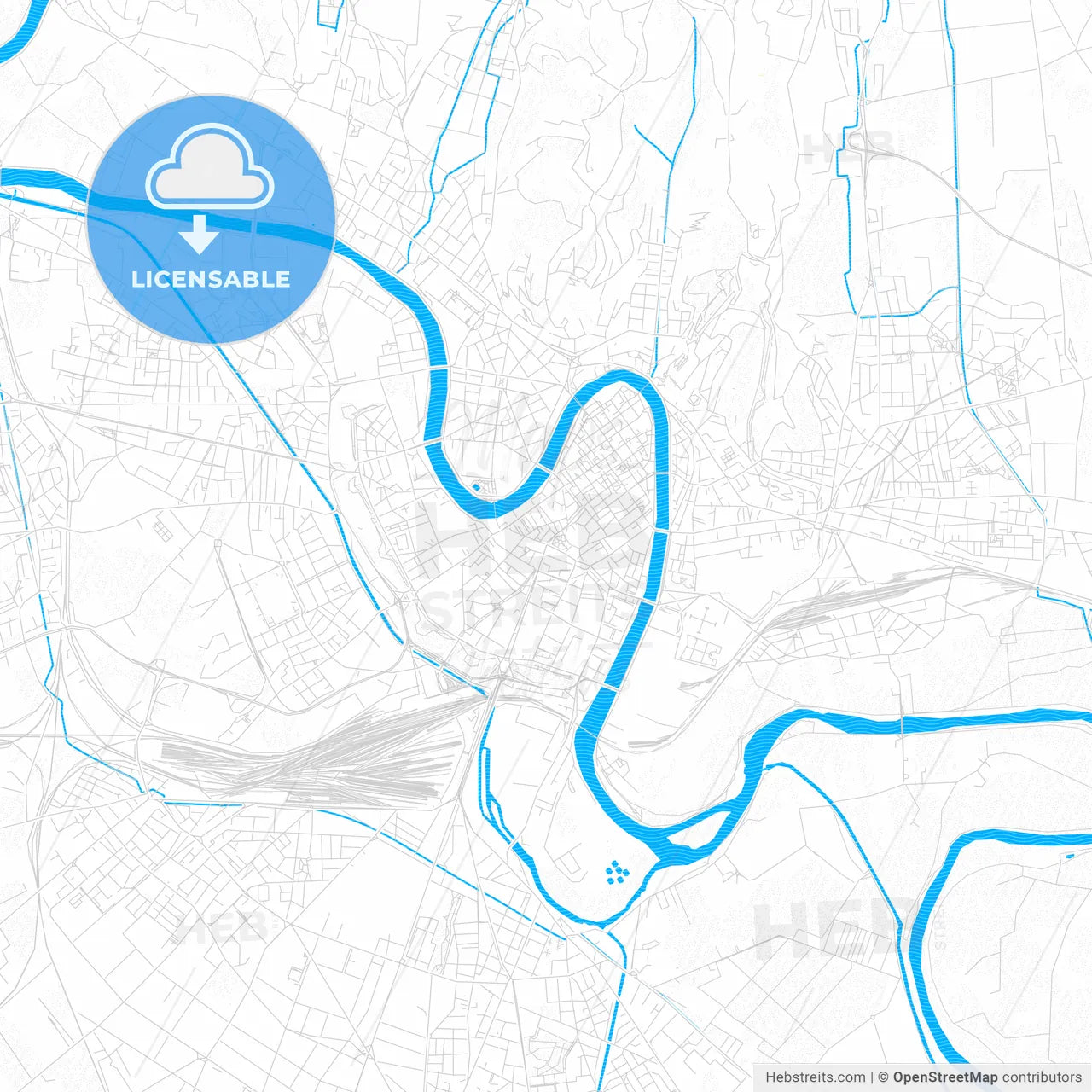 Verona, Italy PDF vector map with water in focus