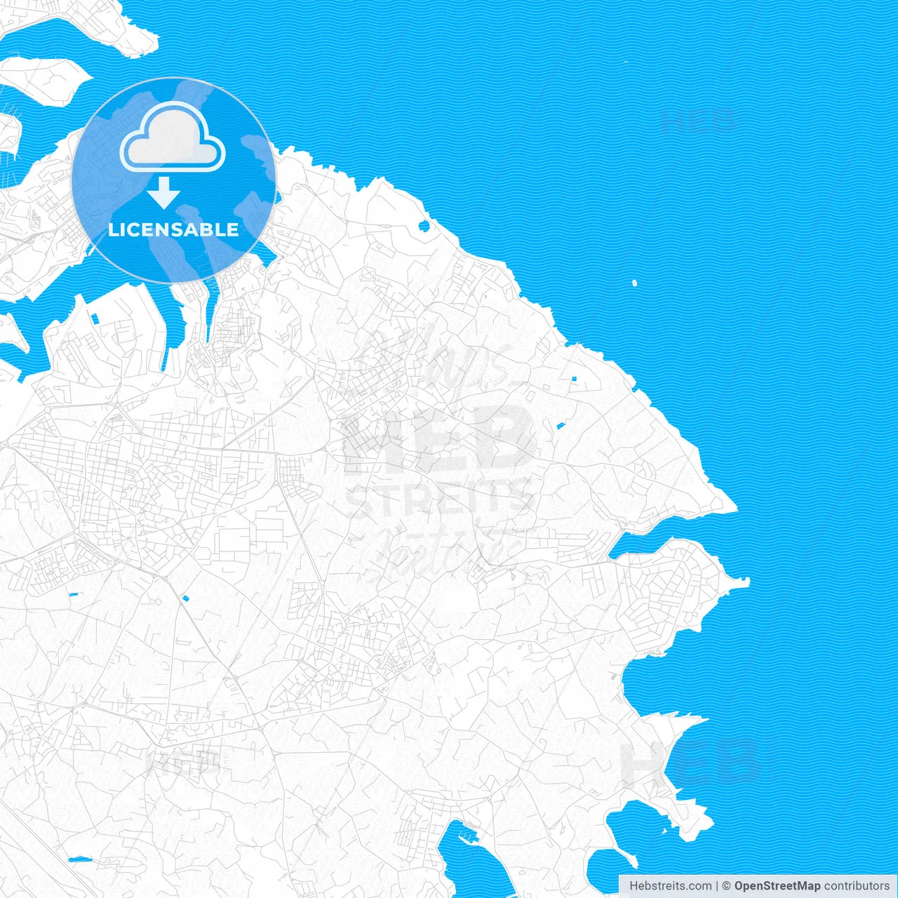 Żabbar, Malta PDF vector map with water in focus