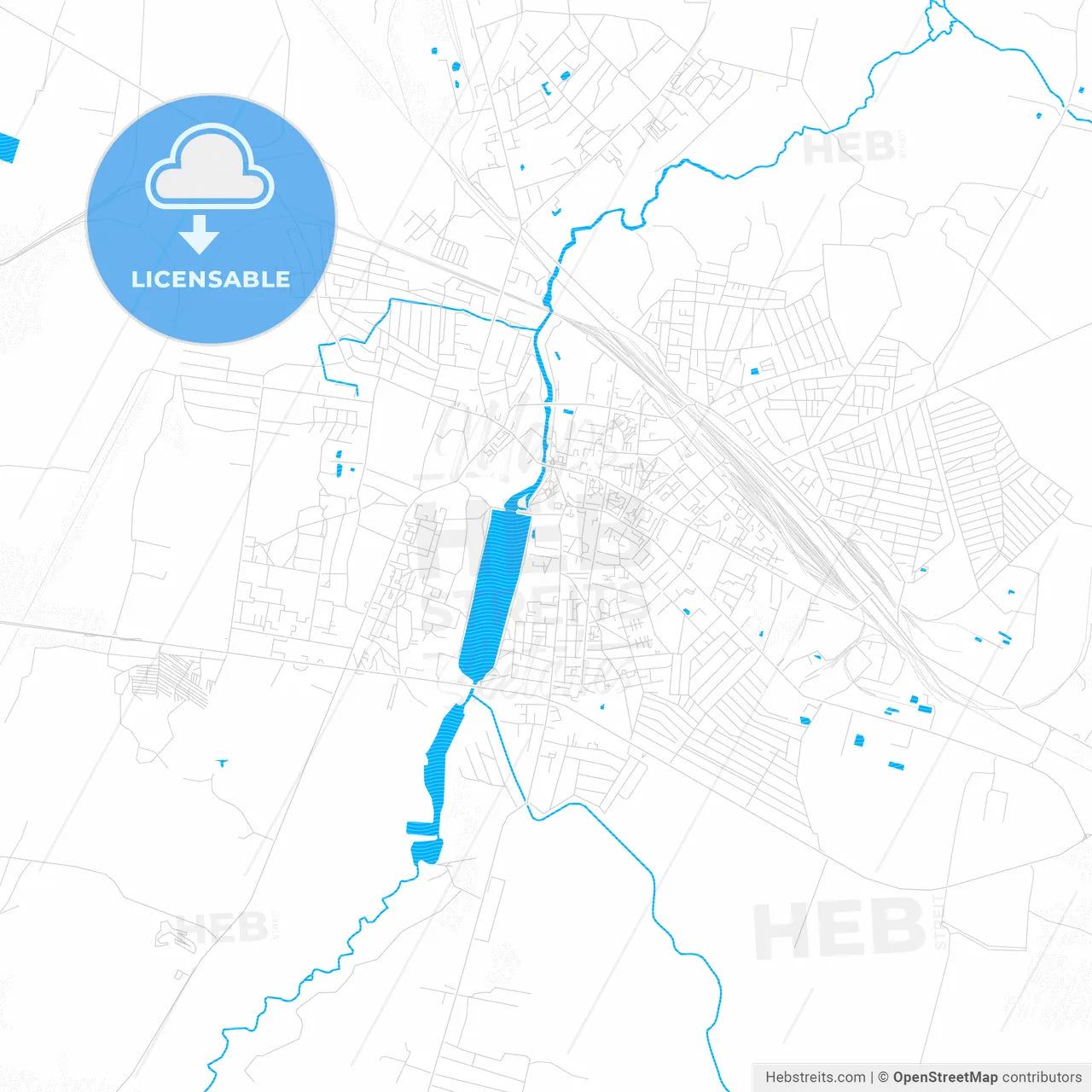 Kovel, Ukraine PDF vector map with water in focus