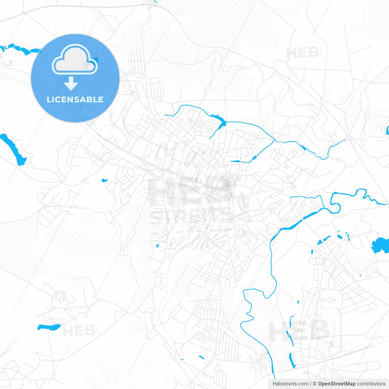 Lubny, Ukraine PDF vector map with water in focus