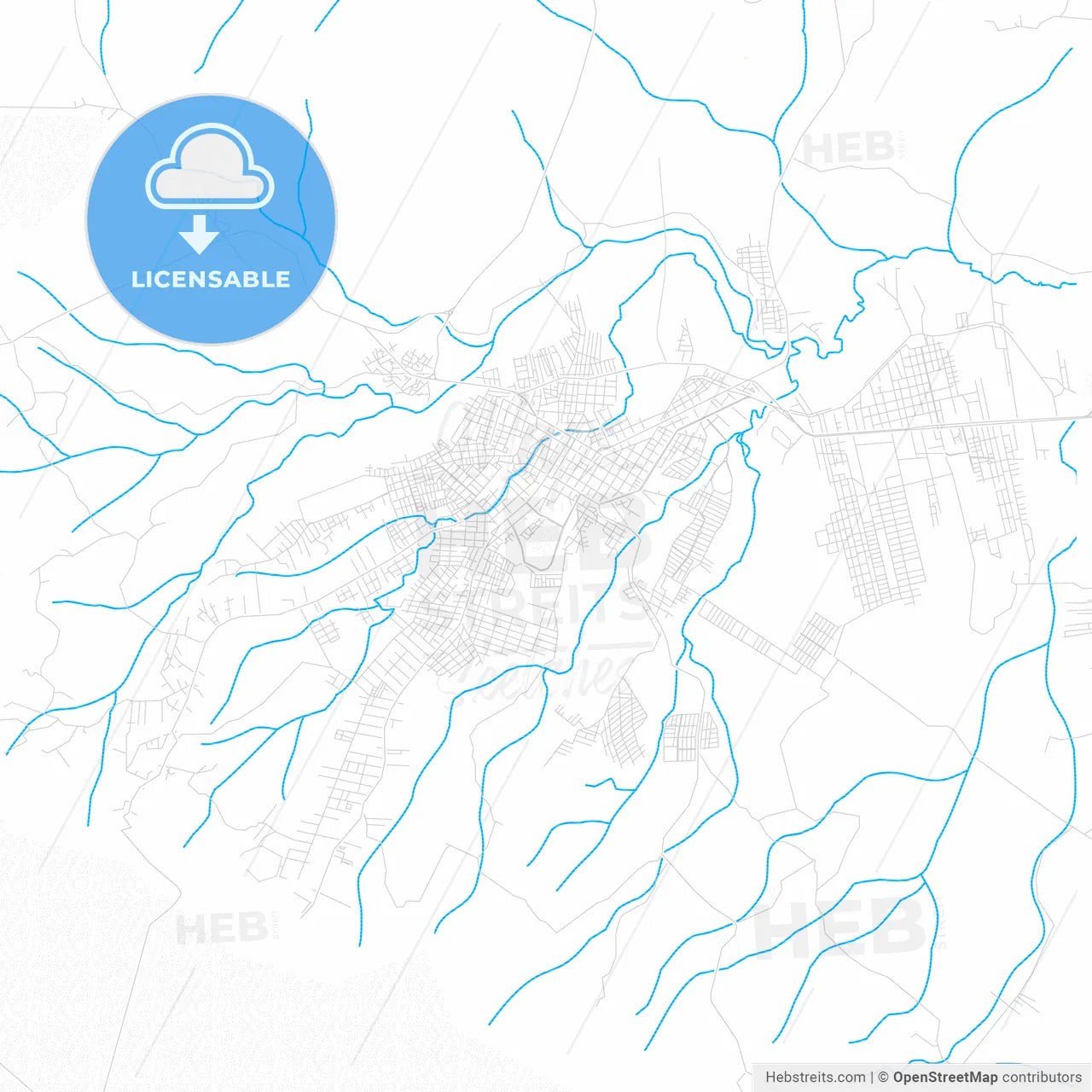 Crato, Brazil PDF vector map with water in focus