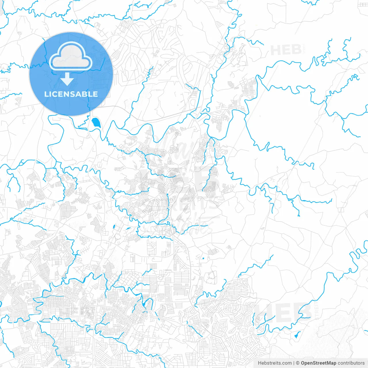 San Jose del Monte, Philippines PDF vector map with water in focus