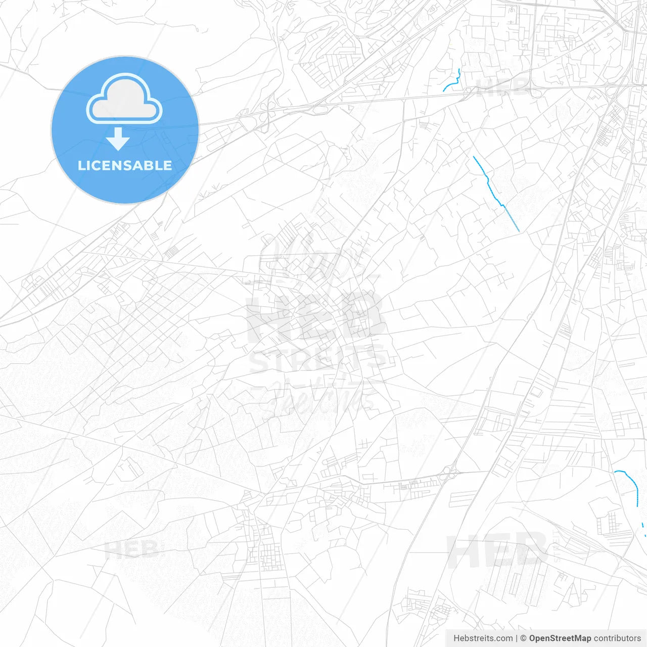 Darayya, Syria PDF vector map with water in focus
