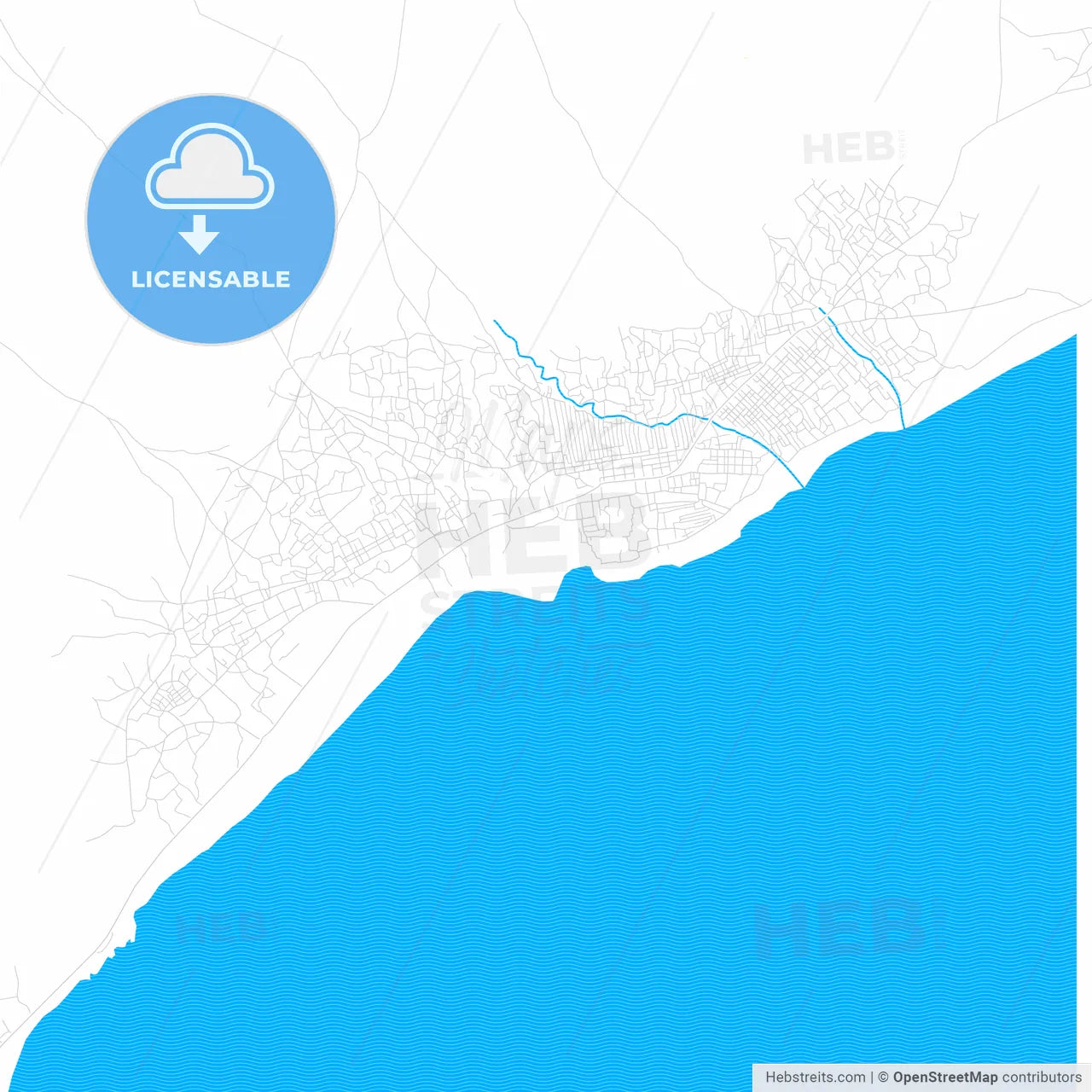 Marka, Somalia PDF vector map with water in focus