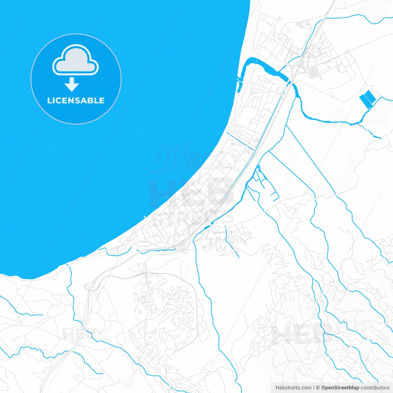 Saint-Paul, France PDF vector map with water in focus