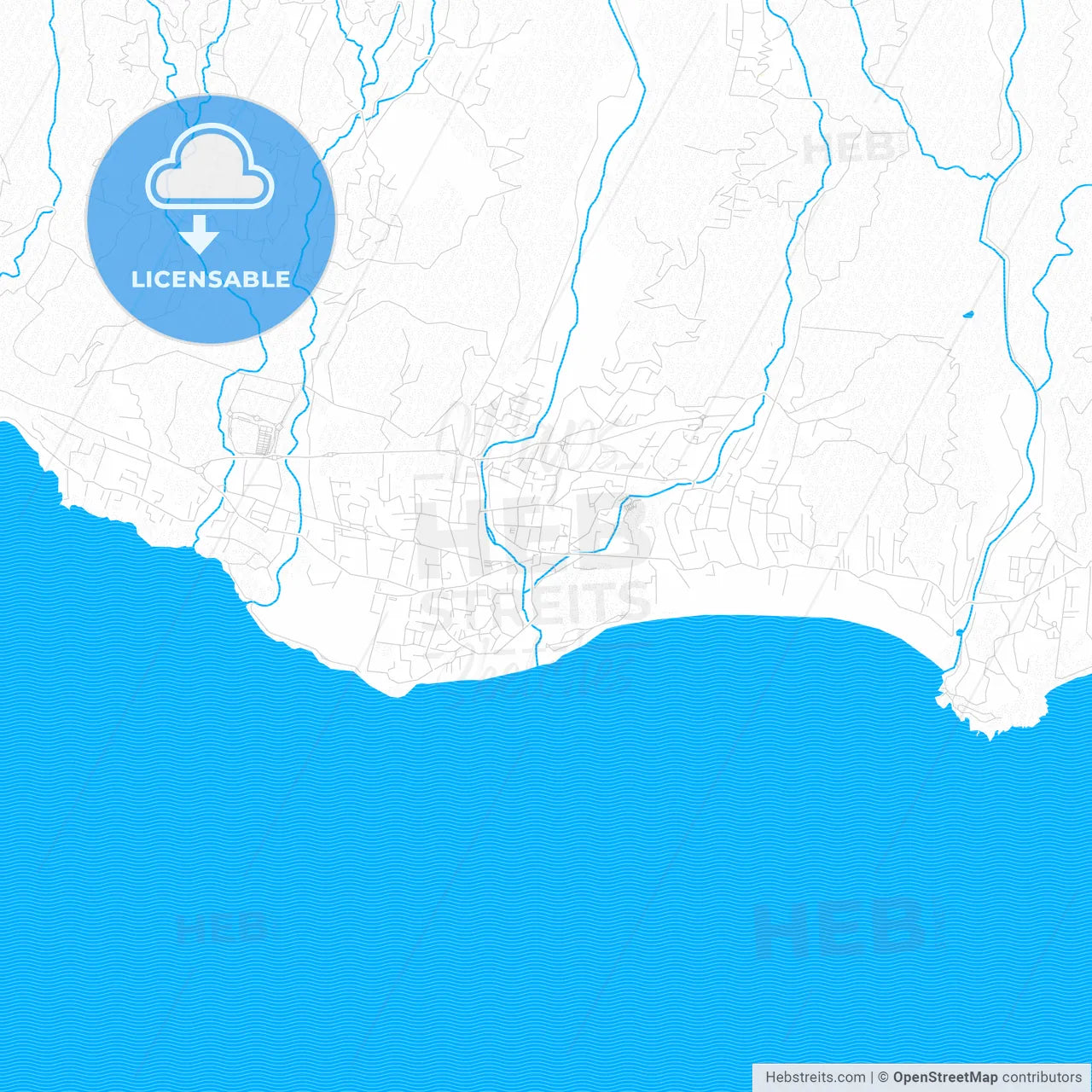 Saint-Joseph, France PDF vector map with water in focus