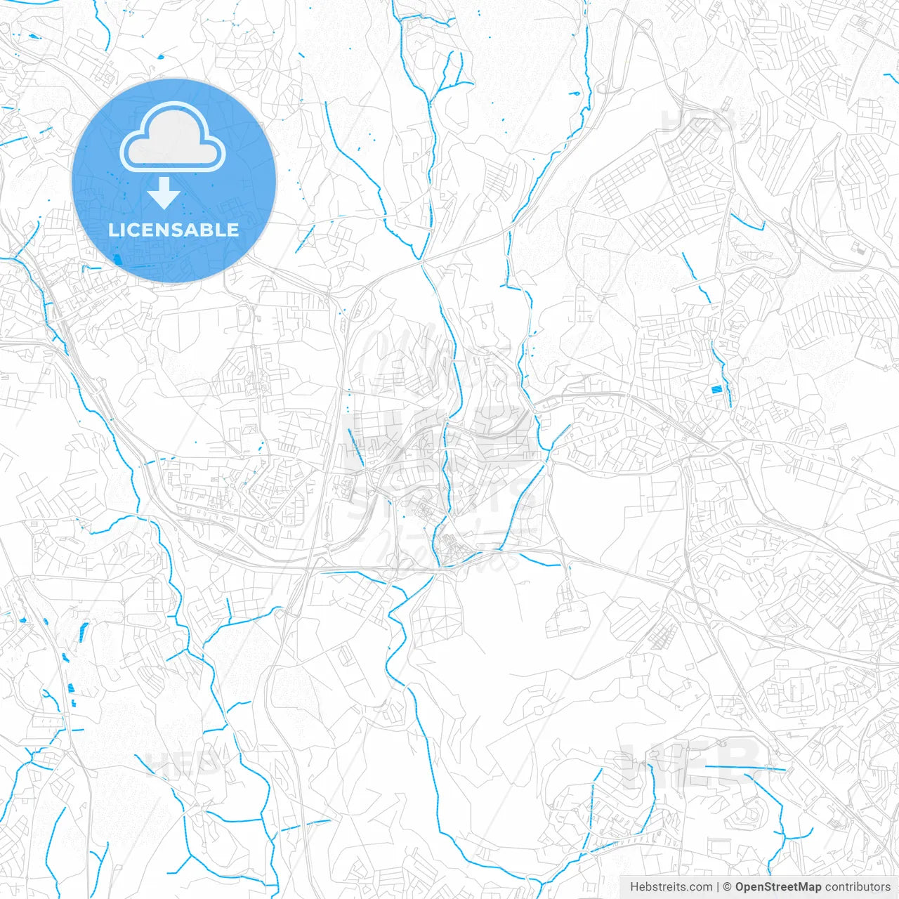 Queluz, Portugal PDF vector map with water in focus
