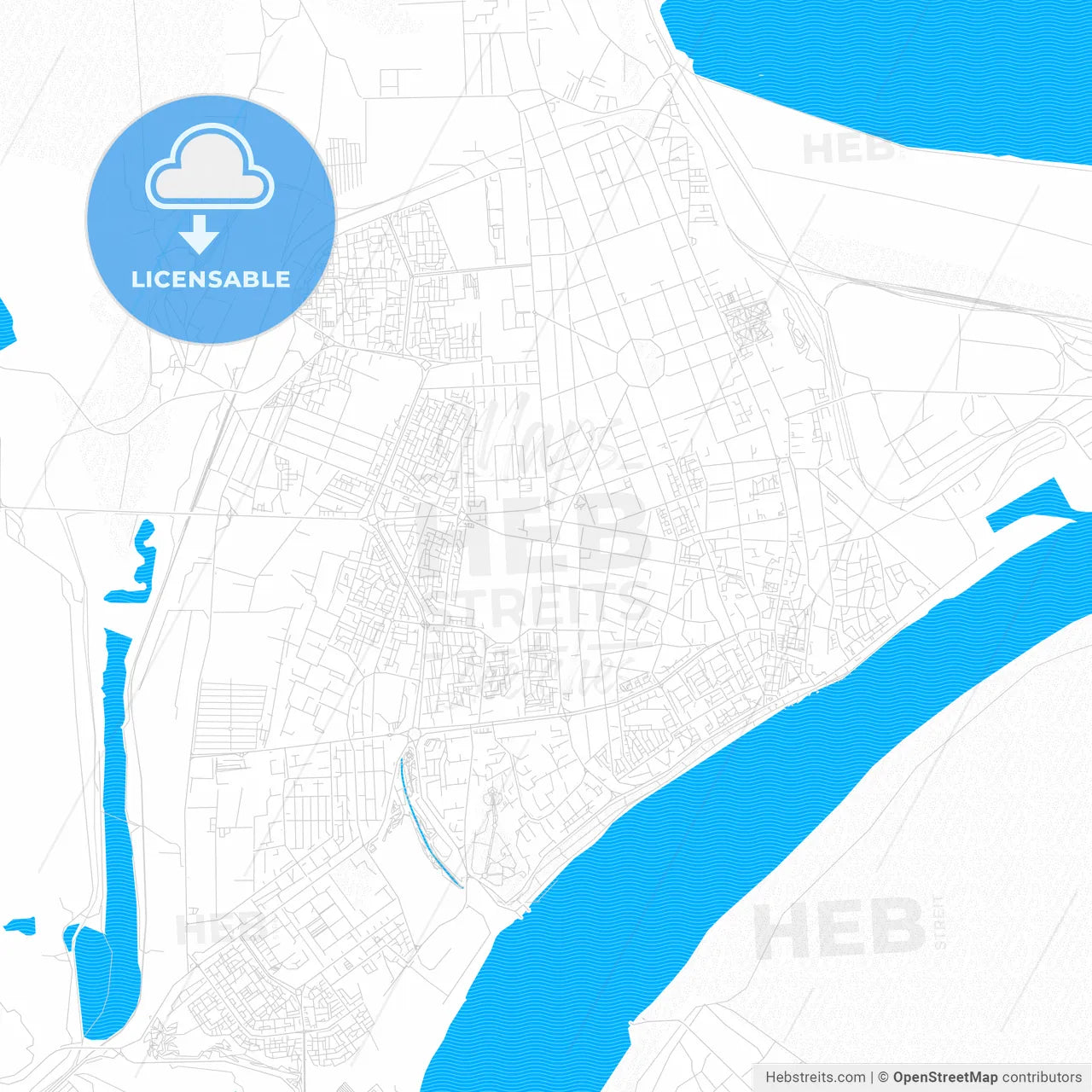 Galați, Romania PDF vector map with water in focus