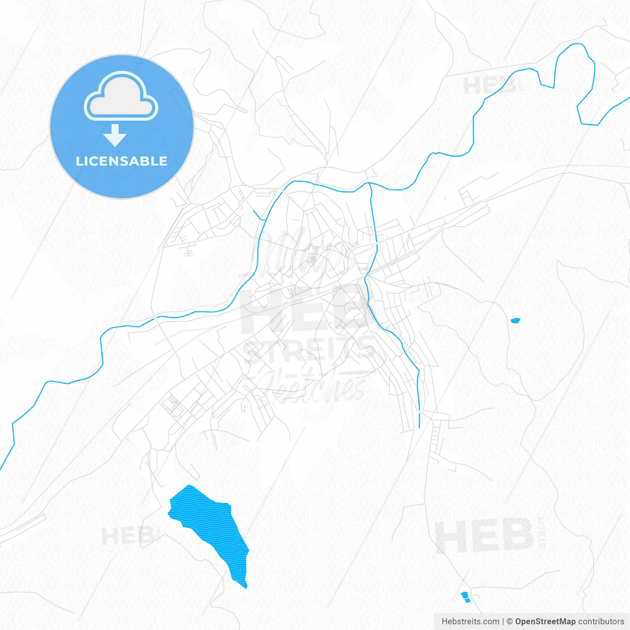 Mediaș, Romania PDF vector map with water in focus