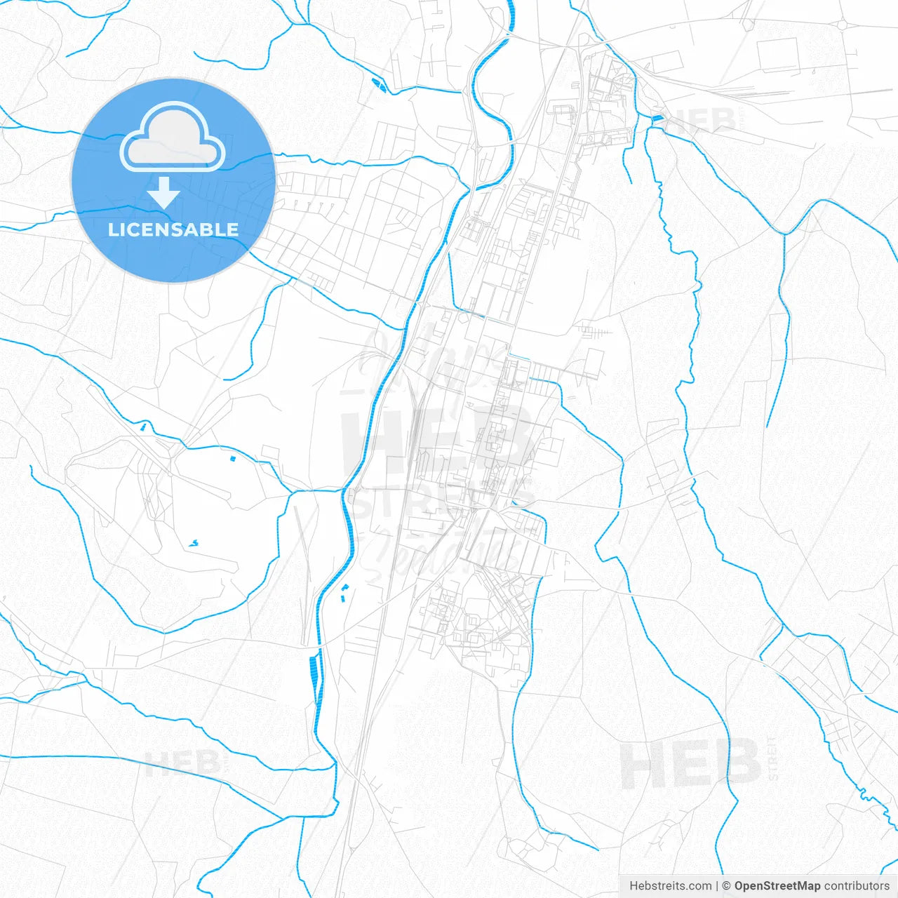 Martin, Slovakia PDF vector map with water in focus