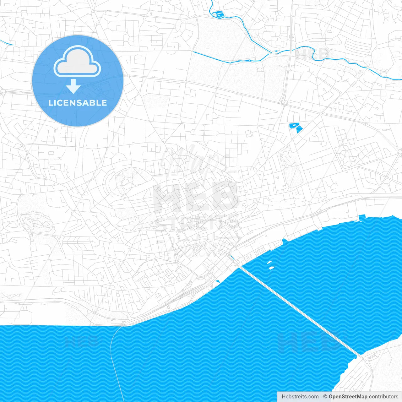 Dundee, Scotland PDF vector map with water in focus