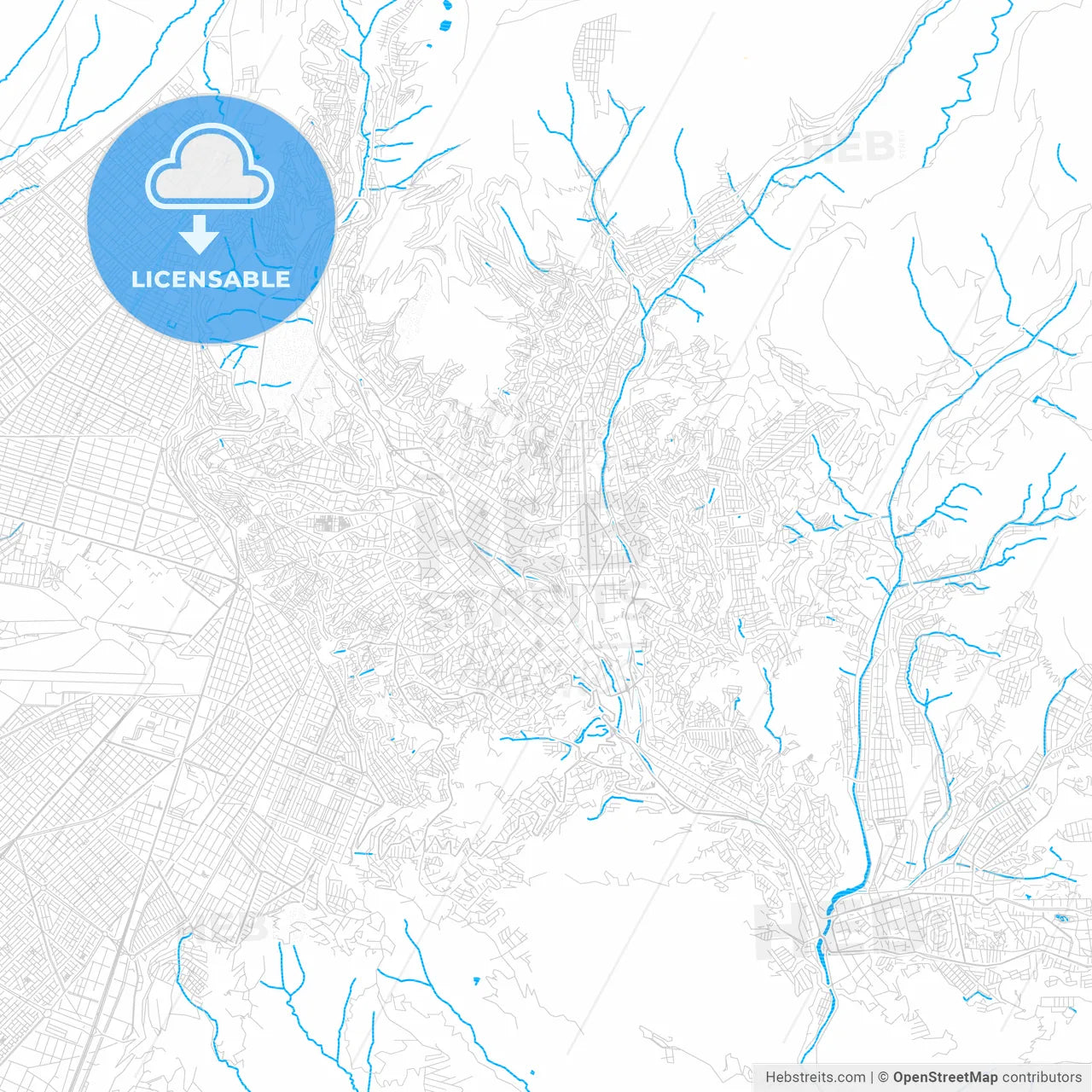 La Paz, Bolivia PDF vector map with water in focus