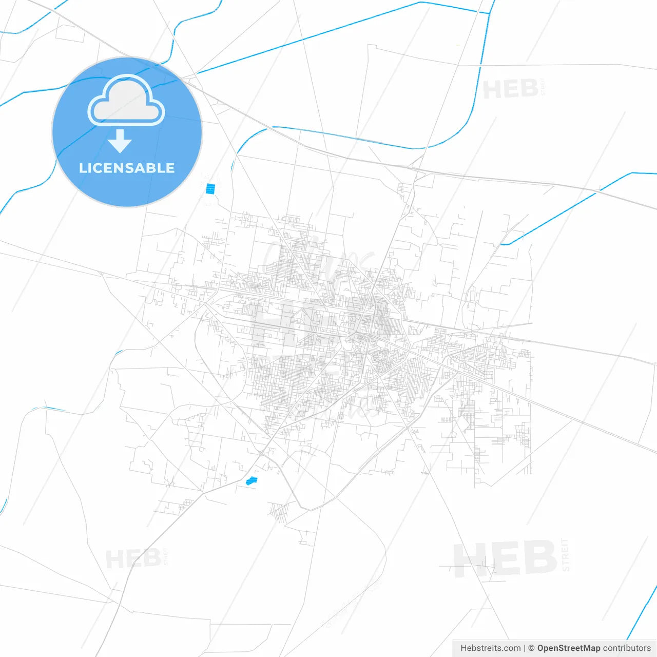 Sheikhupura, Pakistan PDF vector map with water in focus