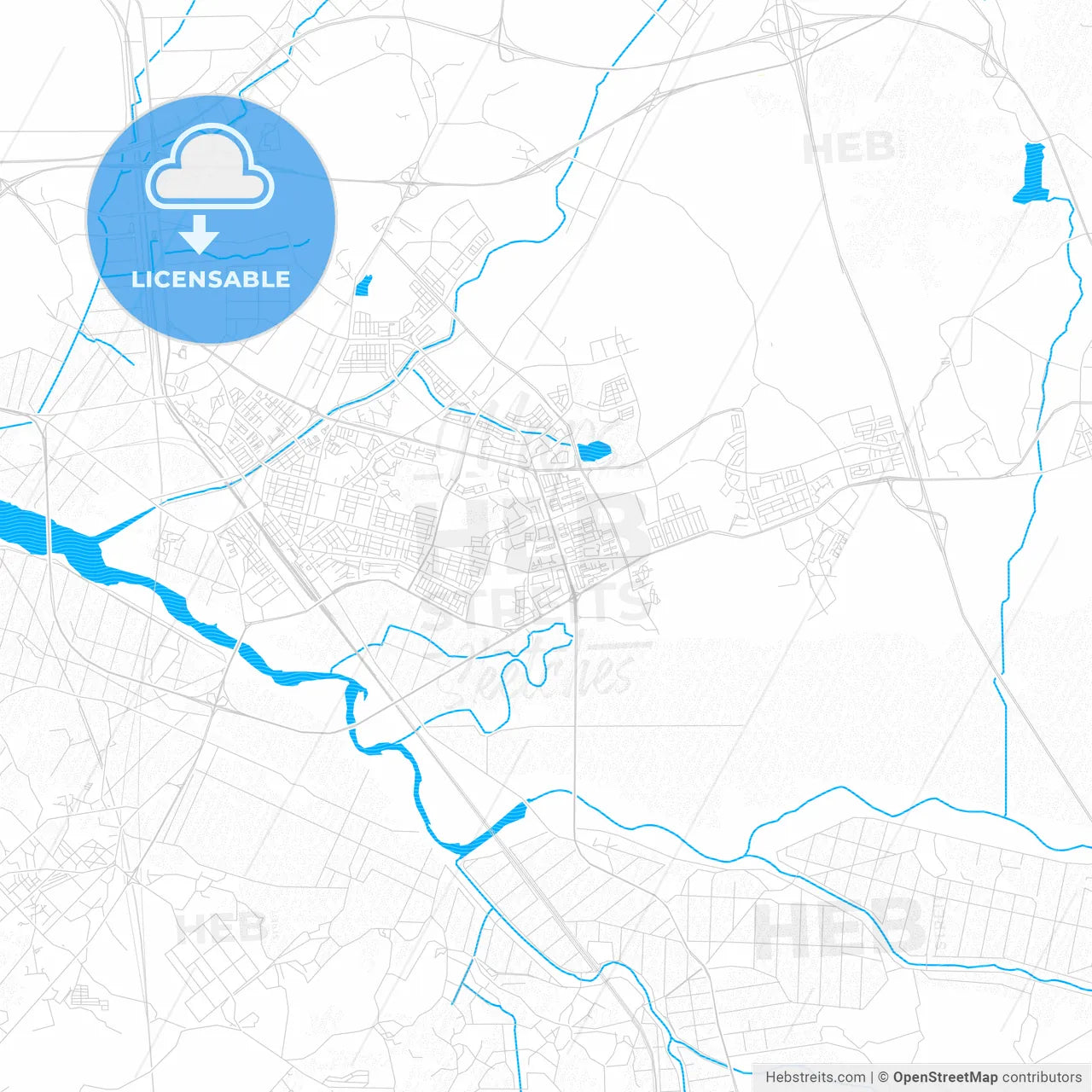 Pyeongtaek, South Korea PDF vector map with water in focus