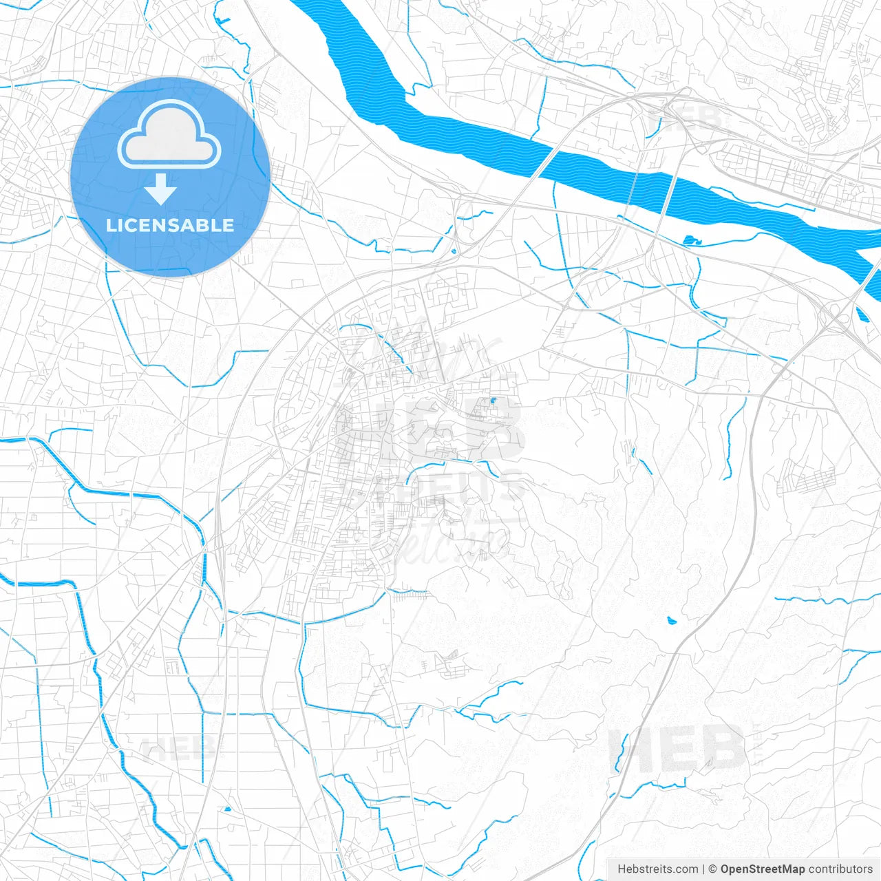 Changhua, Taiwan PDF vector map with water in focus