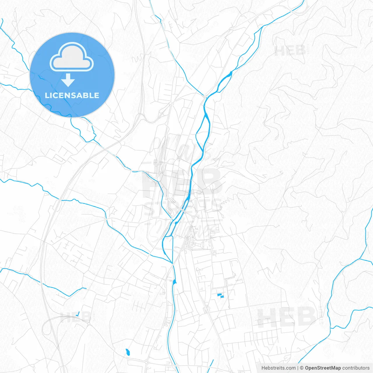 Wolfsberg, Austria PDF vector map with water in focus