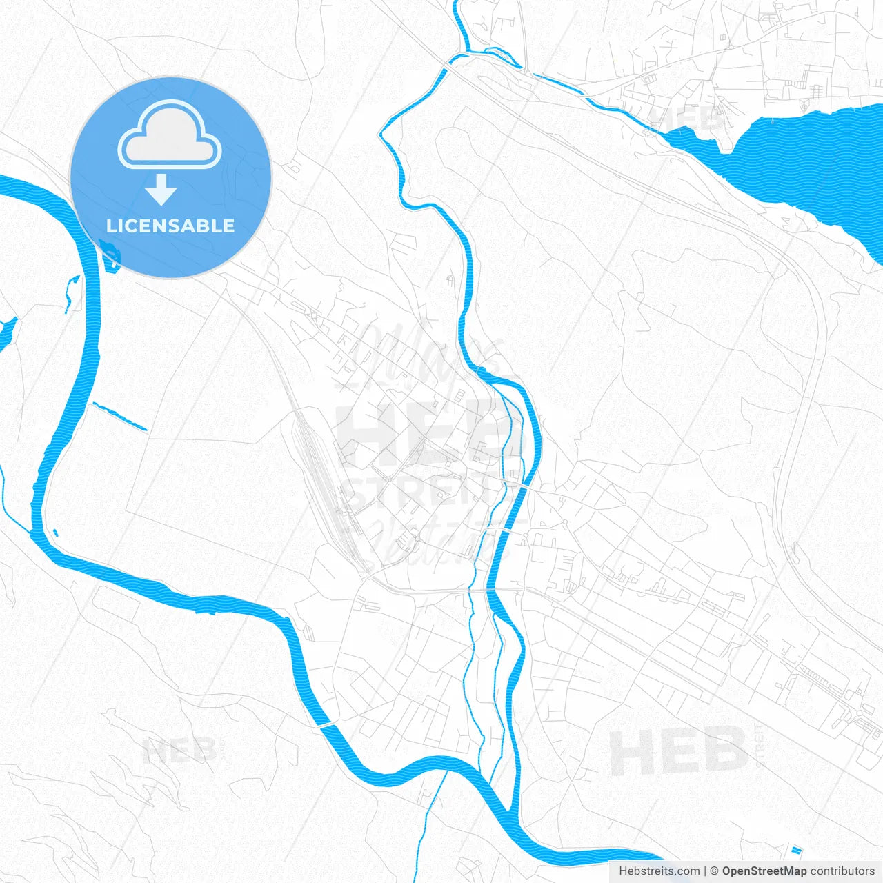Spittal an der Drau, Austria PDF vector map with water in focus