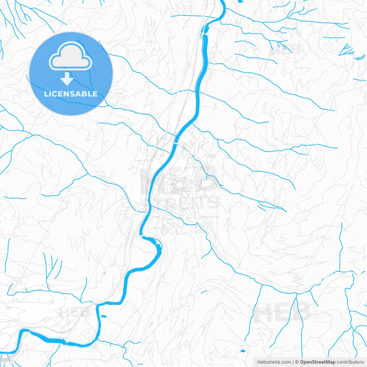 Sankt Johann im Pongau, Austria PDF vector map with water in focus