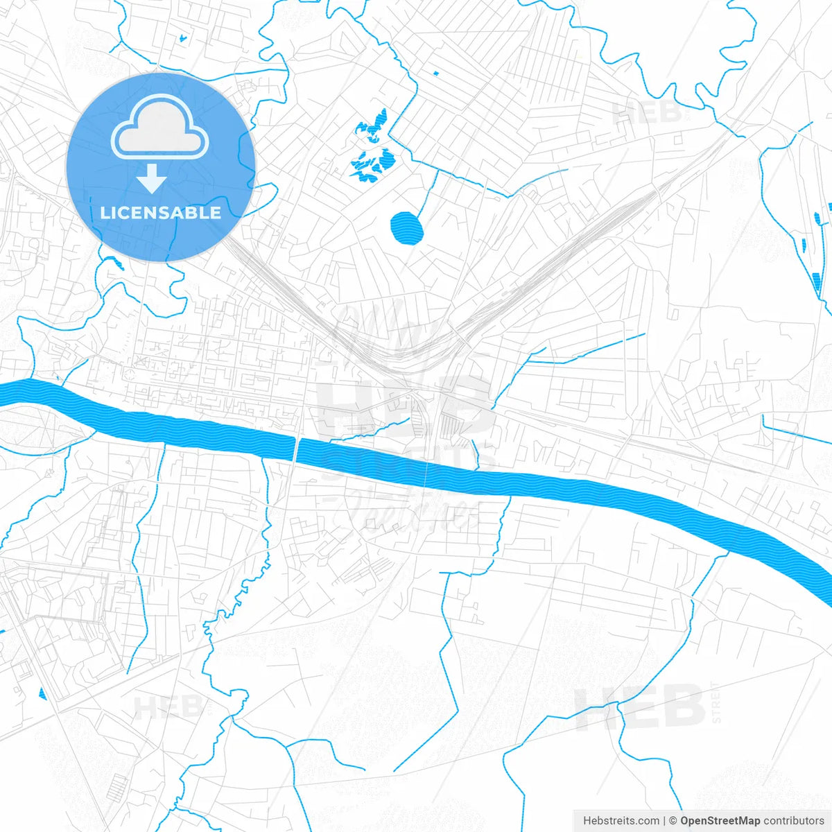 Polotsk, Belarus PDF vector map with water in focus