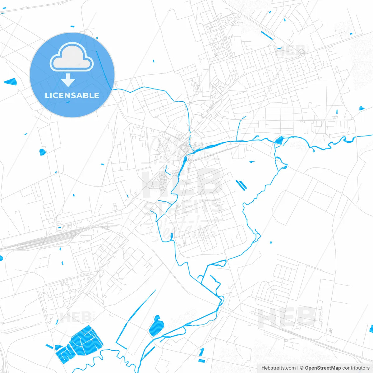 Slutsk, Belarus PDF vector map with water in focus