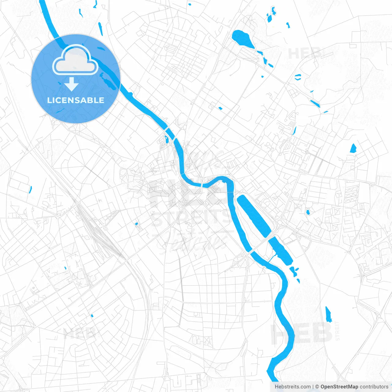 Tartu, Estonia PDF vector map with water in focus