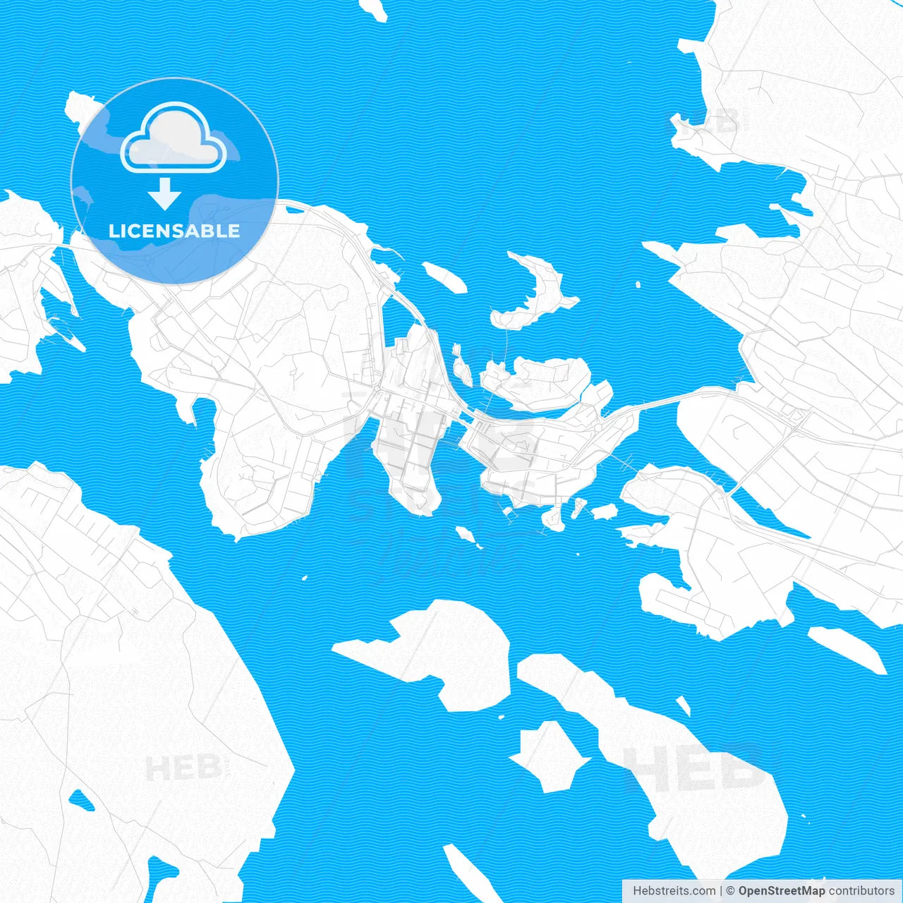 Savonlinna, Finland PDF vector map with water in focus
