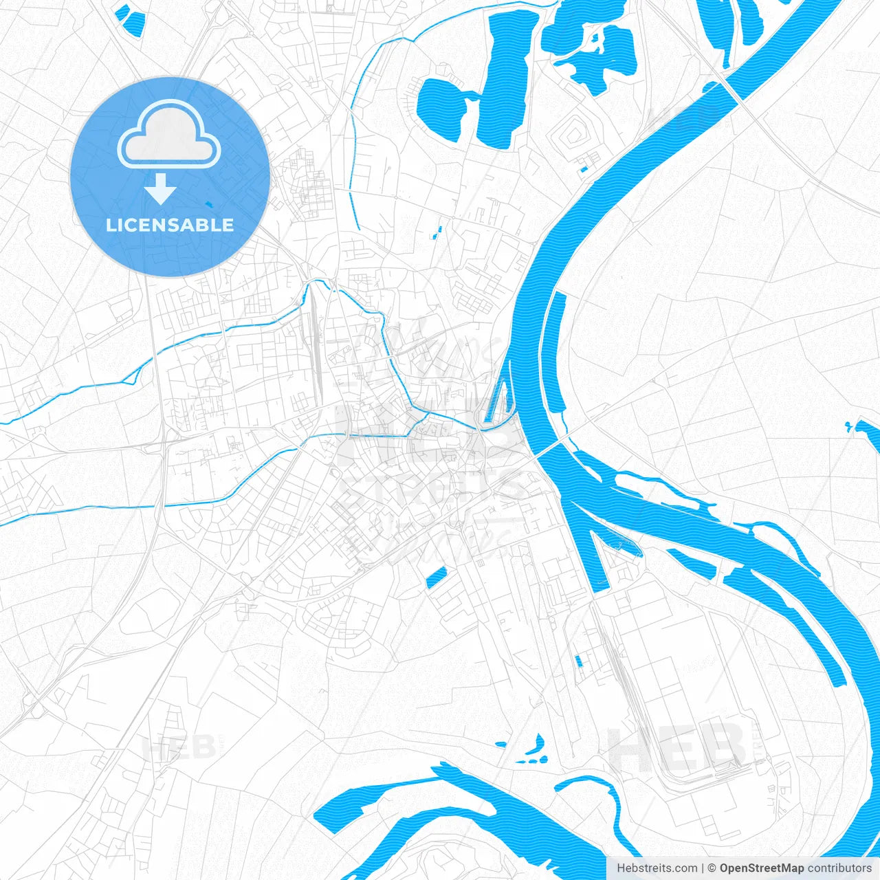 Speyer, Germany PDF vector map with water in focus