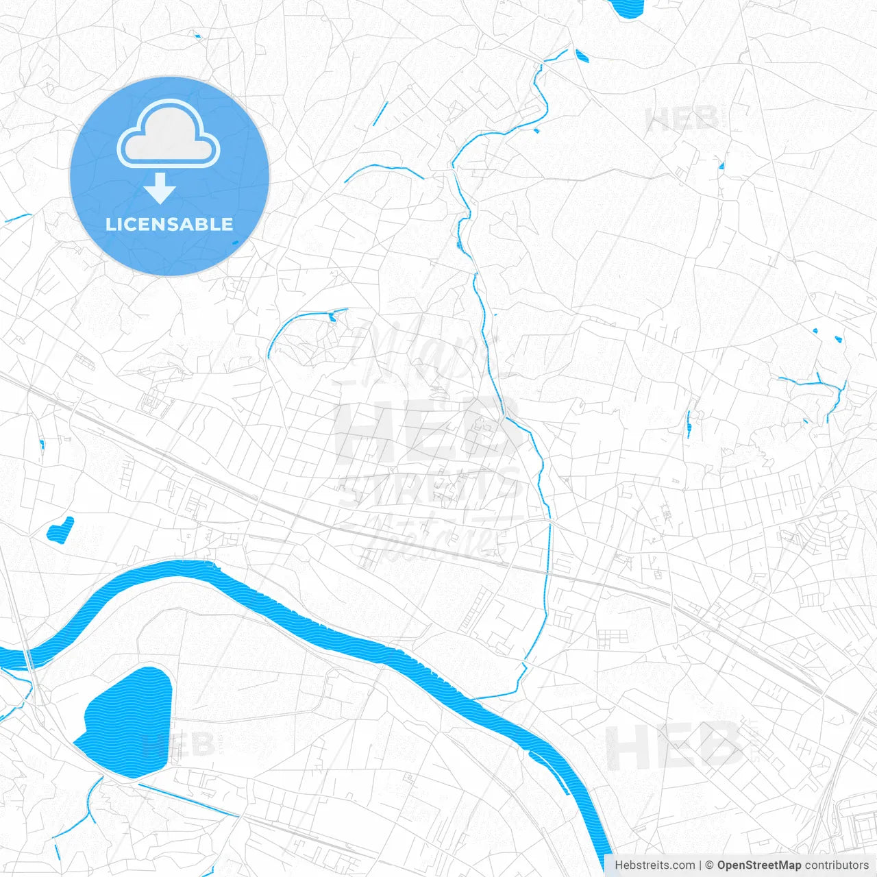 Radebeul, Germany PDF vector map with water in focus